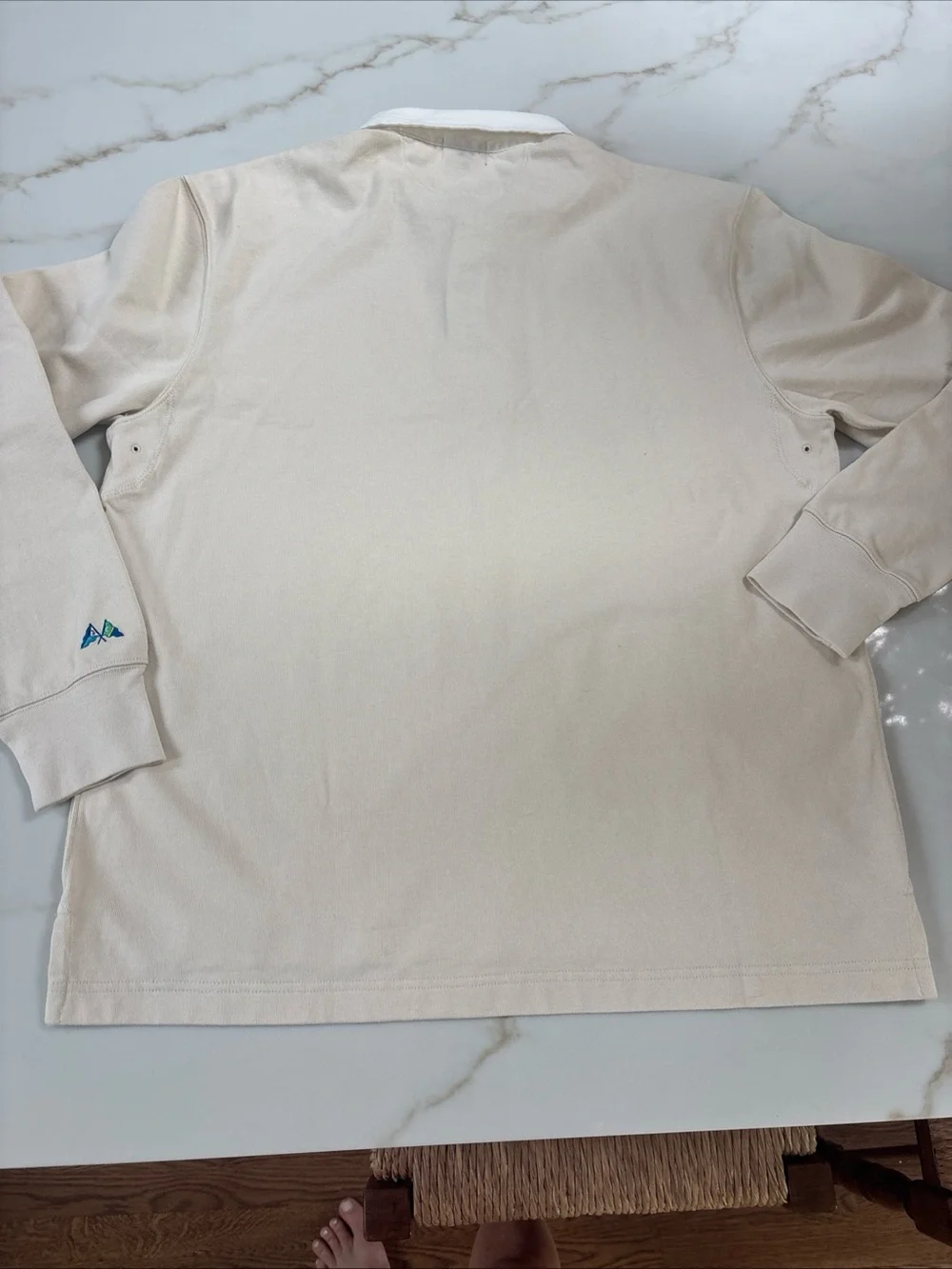 J crew Men's Rugby Polo Shirt large- Cream